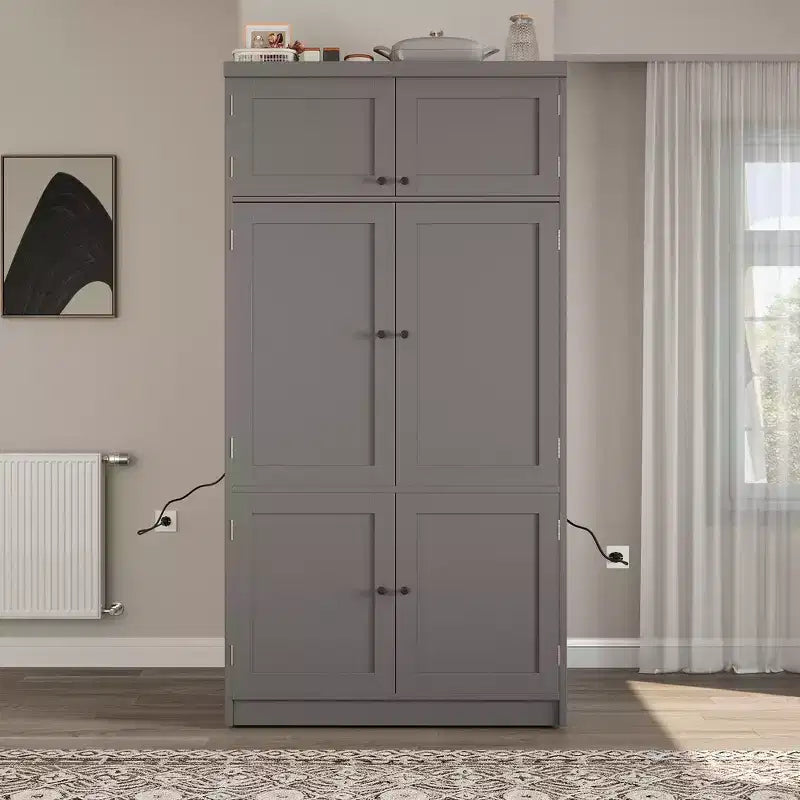 Whisen Dispensa da Cucina Autoportante Alta 203 cm, Credenze, Armadio Contenitore Grande