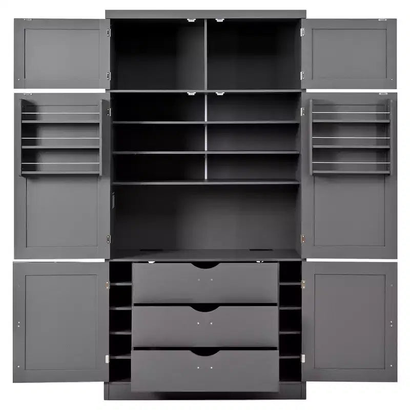 Whisen Dispensa da Cucina Autoportante Alta 203 cm, Credenze, Armadio Contenitore Grande