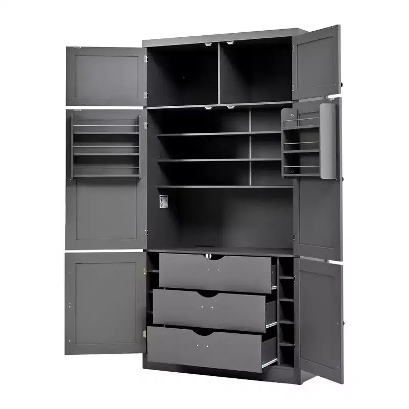 Whisen Dispensa da Cucina Autoportante Alta 203 cm, Credenze, Armadio Contenitore Grande