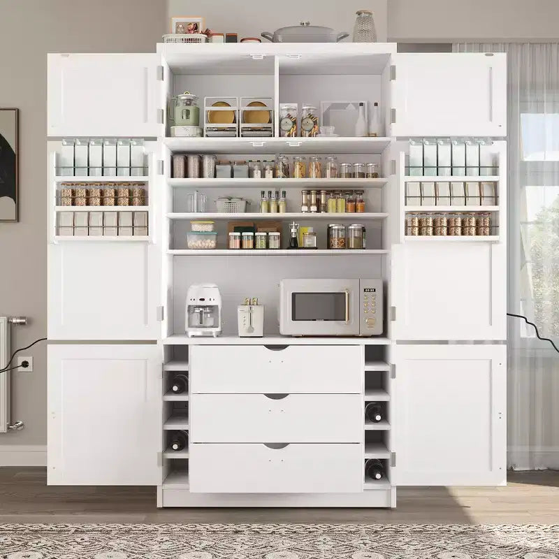 Whisen Dispensa da Cucina Autoportante Alta 203 cm, Credenze, Armadio Contenitore Grande
