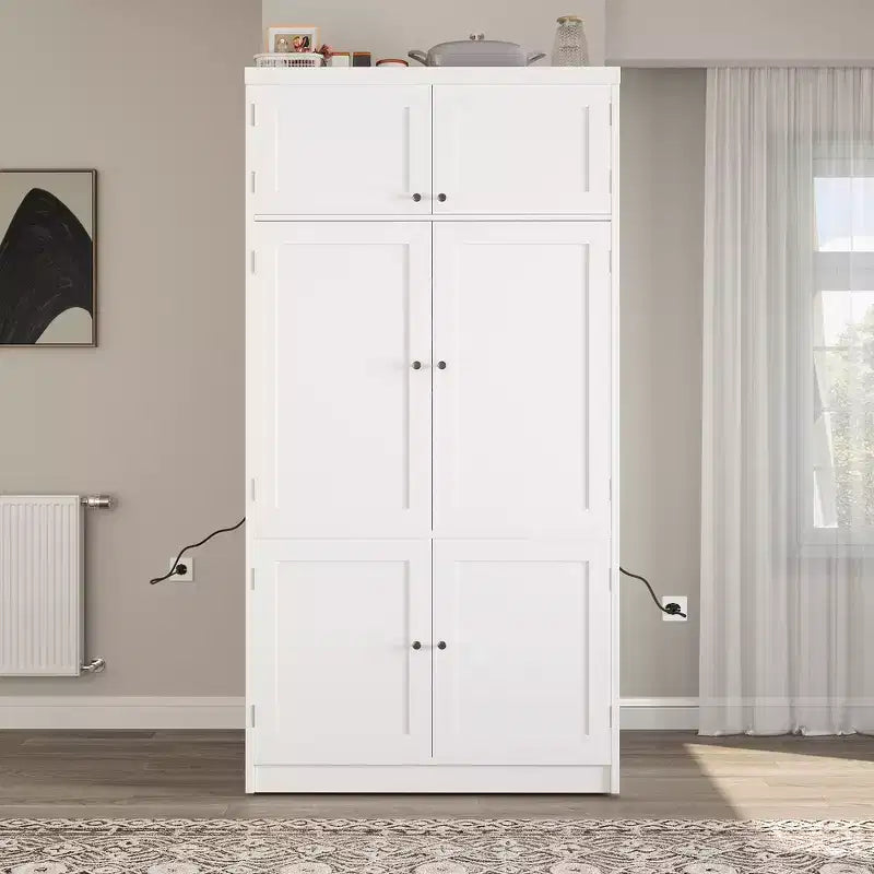 Whisen Dispensa da Cucina Autoportante Alta 203 cm, Credenze, Armadio Contenitore Grande