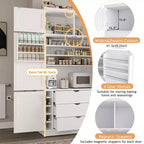 Whisen Dispensa da Cucina Autoportante Alta 203 cm, Credenze, Armadio Contenitore Grande
