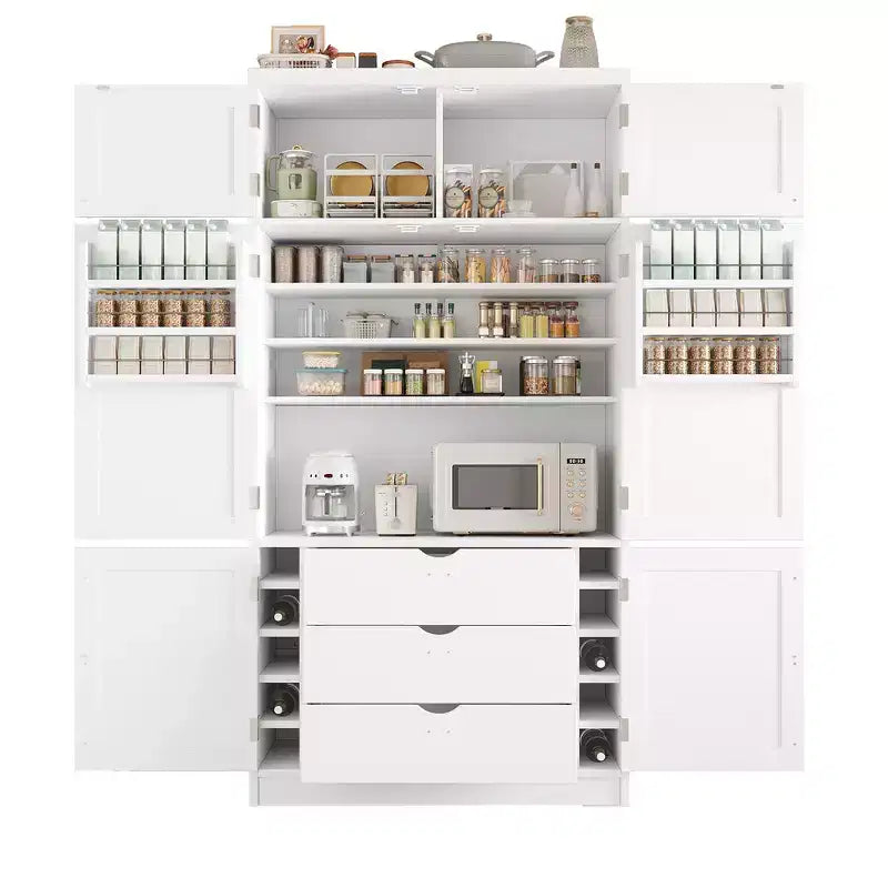 Whisen Dispensa da Cucina Autoportante Alta 203 cm, Credenze, Armadio Contenitore Grande