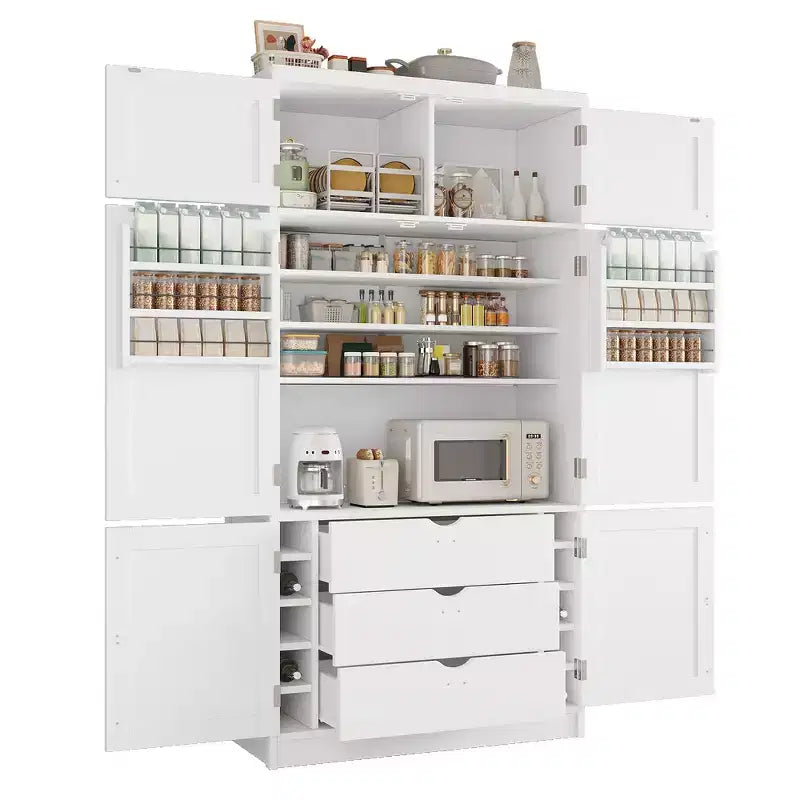 Whisen Dispensa da Cucina Autoportante Alta 203 cm, Credenze, Armadio Contenitore Grande
