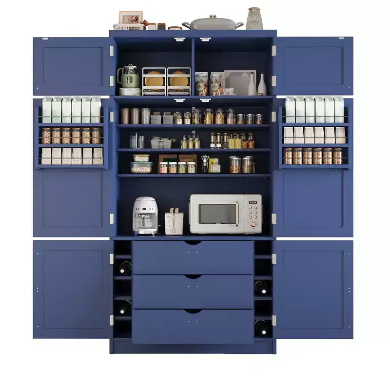 Whisen Dispensa da Cucina Autoportante Alta 203 cm, Credenze, Armadio Contenitore Grande