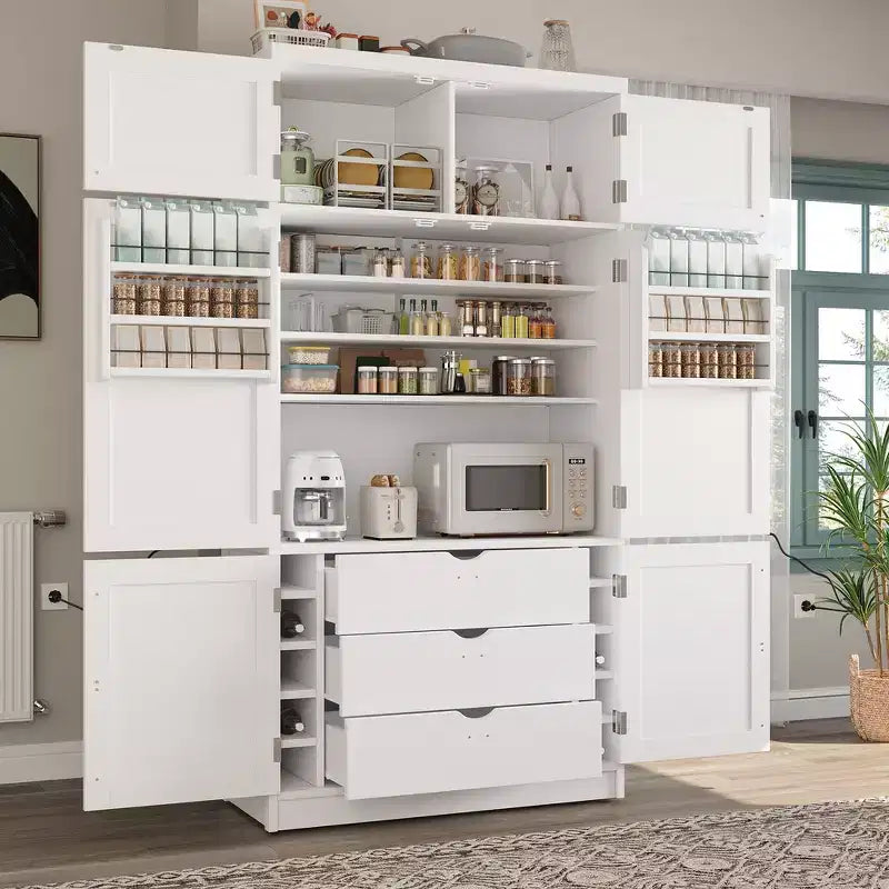 Whisen Dispensa da Cucina Autoportante Alta 203 cm, Credenze, Armadio Contenitore Grande