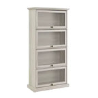 Libreria a 4 livelli tipo "Barrister" con ante in vetro a ribalta, vetrinetta alta 160 cm per collezioni, statuette - Panipeachy