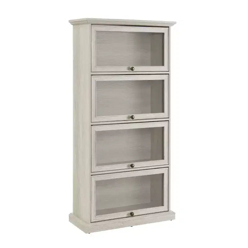 Libreria a 4 livelli tipo "Barrister" con ante in vetro a ribalta, vetrinetta alta 160 cm per collezioni, statuette - Panipeachy