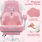 HOFFREE Sedia Gaming per Bambini a Forma di Coniglio con Cuscino Massaggiante e Poggiapiedi, Regolabile ed Ergonomica, Design Carino Kawaii per Età 8-14