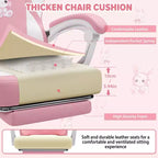 HOFFREE Sedia Gaming per Bambini a Forma di Coniglio con Cuscino Massaggiante e Poggiapiedi, Regolabile ed Ergonomica, Design Carino Kawaii per Età 8-14