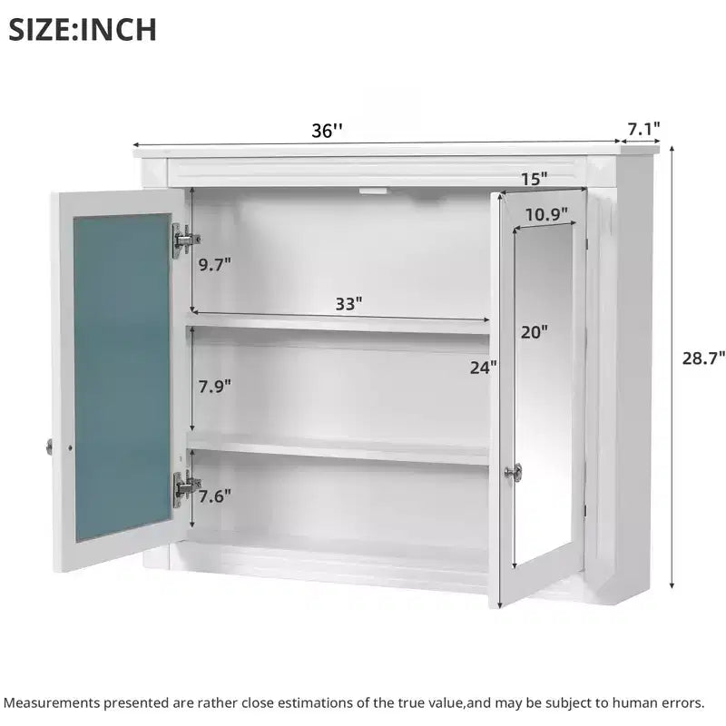 GDFStudio Pensile da Bagno Peng con 2 Specchi e Ripiani Regolabili