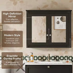 GDFStudio Pensile da Bagno Peng con 2 Specchi e Ripiani Regolabili