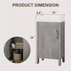 Mobile da bagno 16" con lavabo e anta a chiusura ammortizzata - Armadietto compatto per ripostiglio e bagno piccolo
