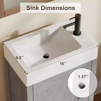 Mobile da bagno 16" con lavabo e anta a chiusura ammortizzata - Armadietto compatto per ripostiglio e bagno piccolo