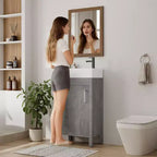 Mobile da bagno 16" con lavabo e anta a chiusura ammortizzata - Armadietto compatto per ripostiglio e bagno piccolo