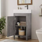 Mobile da bagno 16" con lavabo e anta a chiusura ammortizzata - Armadietto compatto per ripostiglio e bagno piccolo
