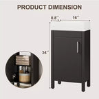 Mobile da bagno 16" con lavabo e anta a chiusura ammortizzata - Armadietto compatto per ripostiglio e bagno piccolo