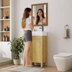 Mobile da bagno 16" con lavabo e anta a chiusura ammortizzata - Armadietto compatto per ripostiglio e bagno piccolo