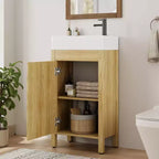 Mobile da bagno 16" con lavabo e anta a chiusura ammortizzata - Armadietto compatto per ripostiglio e bagno piccolo
