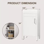 Mobile da bagno 16" con lavabo e anta a chiusura ammortizzata - Armadietto compatto per ripostiglio e bagno piccolo