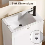 Mobile da bagno 16" con lavabo e anta a chiusura ammortizzata - Armadietto compatto per ripostiglio e bagno piccolo