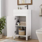 Mobile da bagno 16" con lavabo e anta a chiusura ammortizzata - Armadietto compatto per ripostiglio e bagno piccolo