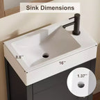 Mobile da bagno 16" con lavabo e anta a chiusura ammortizzata - Armadietto compatto per ripostiglio e bagno piccolo