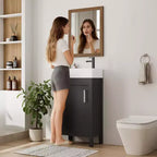 Mobile da bagno 16" con lavabo e anta a chiusura ammortizzata - Armadietto compatto per ripostiglio e bagno piccolo