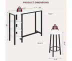 Set tavolo da pranzo altezza bancone con 3 ripiani portaoggetti, 3 pezzi, 120L x 40P x 102A cm, cucina, sala da pranzo