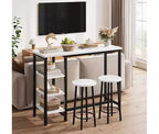 Set tavolo da pranzo altezza bancone con 3 ripiani portaoggetti, 3 pezzi, 120L x 40P x 102A cm, cucina, sala da pranzo