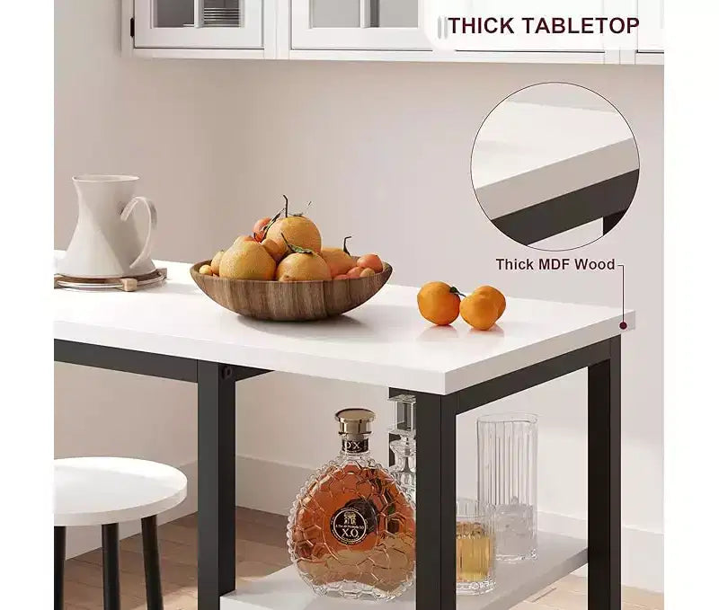 Set tavolo da pranzo altezza bancone con 3 ripiani portaoggetti, 3 pezzi, 120L x 40P x 102A cm, cucina, sala da pranzo