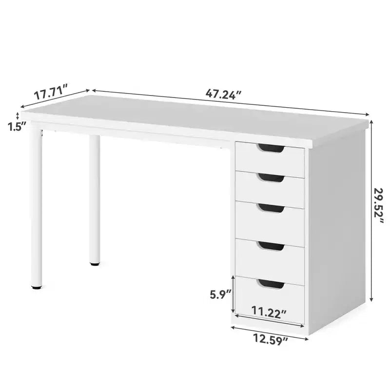 GDFStudio Elinor Scrivania Classica 47 per Computer con 5 Cassetti