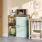 Space-Saving Mini Fridge Stand with Adjustable Shelf  Coffee Bar Microwave Storage Cart  Perfect for Small Apartments & Dorms