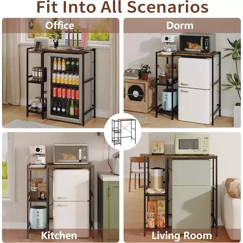 Supporto salvaspazio per mini frigorifero con ripiano regolabile Carrello porta microonde per bar Perfetto per piccoli appartamenti e dormitori