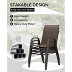 Set di 4 sedie da pranzo impilabili da esterno, sedie da patio con schienale alto in tessuto Textilene, telaio in metallo resistente alle intemperie per terrazza, prato, giardino, grigio