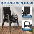Set di 4 sedie da pranzo impilabili da esterno, sedie da patio con schienale alto in tessuto Textilene, telaio in metallo resistente alle intemperie per terrazza, prato, giardino, grigio