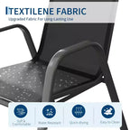 Set di 4 sedie da pranzo impilabili da esterno, sedie da patio con schienale alto in tessuto Textilene, telaio in metallo resistente alle intemperie per terrazza, prato, giardino, grigio