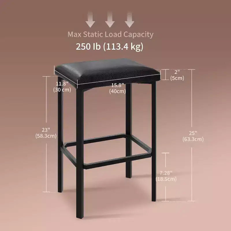 Set di 2 o 4 Sgabelli da Bar Altezza Bancone 24", Sgabello da Bar con Rivestimento in PU con 2 Spessi Strati di Imbottitura, Base con Robusta Struttura in Metallo in Stile Moderno