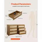 Cassettiera doppia a 6 cassetti in rattan con maniglie in metallo, mobile contenitore per camera da letto, noce