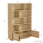 Scaffale a 5 livelli in rattan con armadietto e anta, libreria alta industriale con contenitore, libreria a 5 ripiani per soggiorno, camera da letto