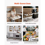 Tavolo da preparazione in acciaio inossidabile 24 x 35 con ruote e ripiano inferiore regolabile per cucina