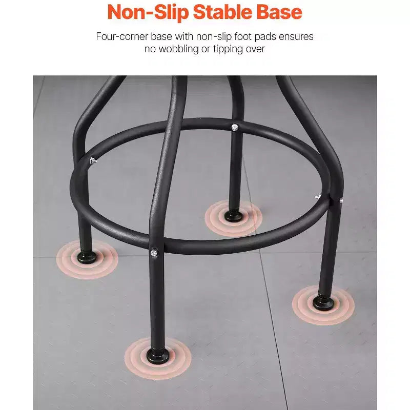 Sgabello da officina regolabile con schienale, altezza pneumatica, capacità 136 kg