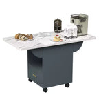 MAYEERTY Tavolo da Cucina Pieghevole, Tavolo da Pranzo con Rotelle a Effetto Marmo, con Cassetto e Ripiano Contenitore, Tavolo Salvaspazio Multiuso