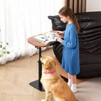 Tavolino a C, regolabile in altezza 40-80 cm, piano girevole per divano/comodino (45x30 cm)