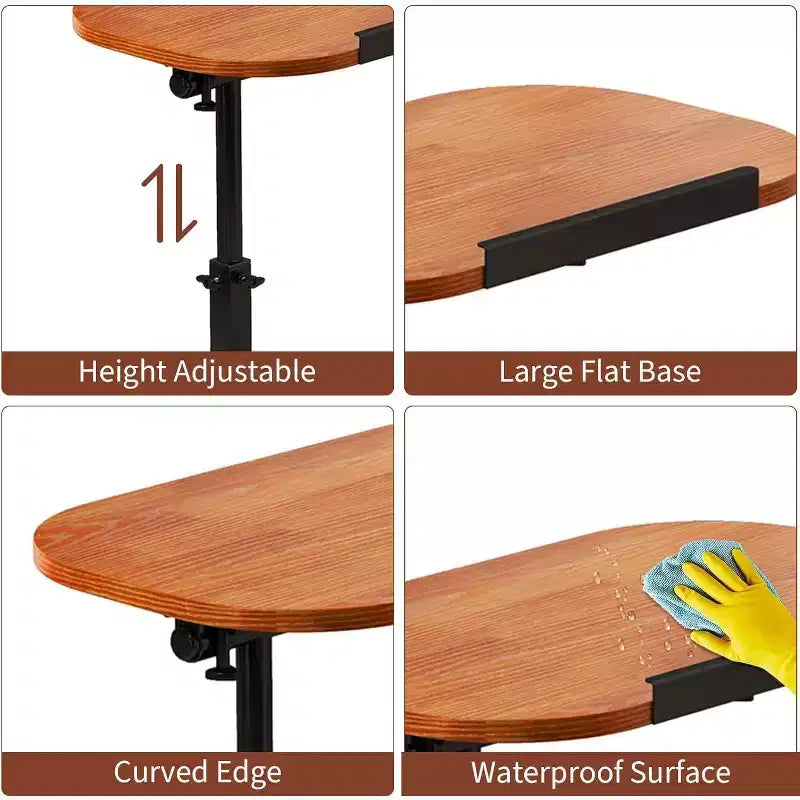 Tavolino a C, regolabile in altezza 40-80 cm, piano girevole per divano/comodino (45x30 cm)