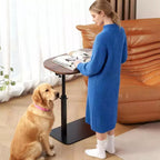 Tavolino a C, regolabile in altezza 40-80 cm, piano girevole per divano/comodino (45x30 cm)