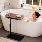 Tavolino a C, regolabile in altezza 40-80 cm, piano girevole per divano/comodino (45x30 cm)