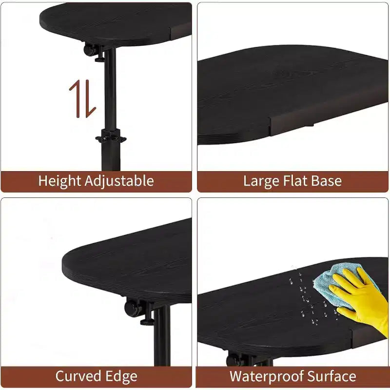 Tavolino a C, regolabile in altezza 40-80 cm, piano girevole per divano/comodino (45x30 cm)