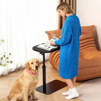 Tavolino a C, regolabile in altezza 40-80 cm, piano girevole per divano/comodino (45x30 cm)