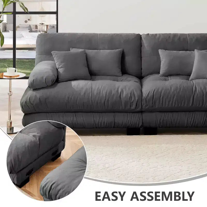 MAYEERTY Divano sezionale modulare di lusso a forma di U Cloud Couch con 2 pouf per soggiorno, grigio